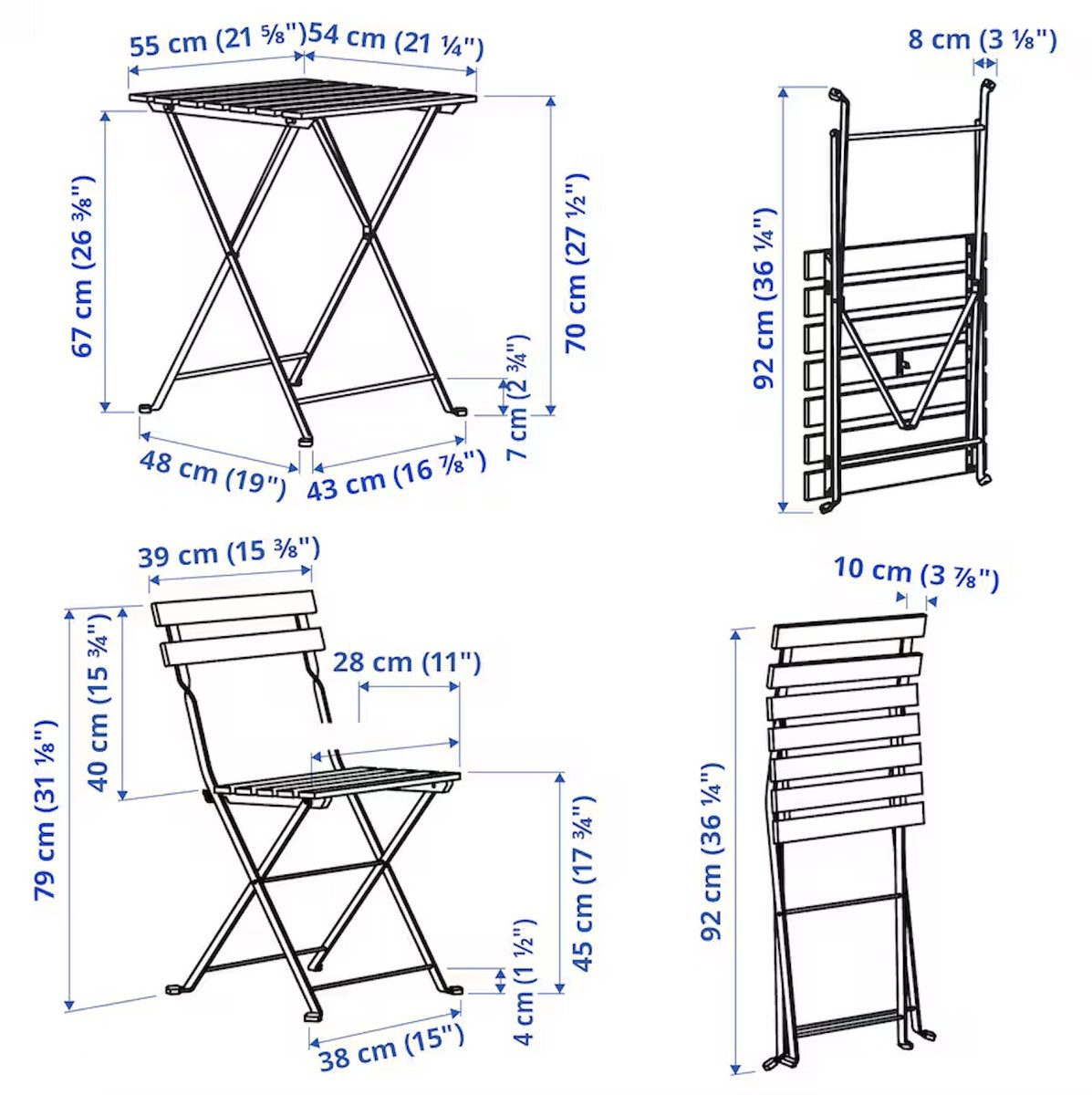 3-Delige Bistroset - Acaciahout / Metaal - 2 Tuinstoelen & 1 Tuintafel