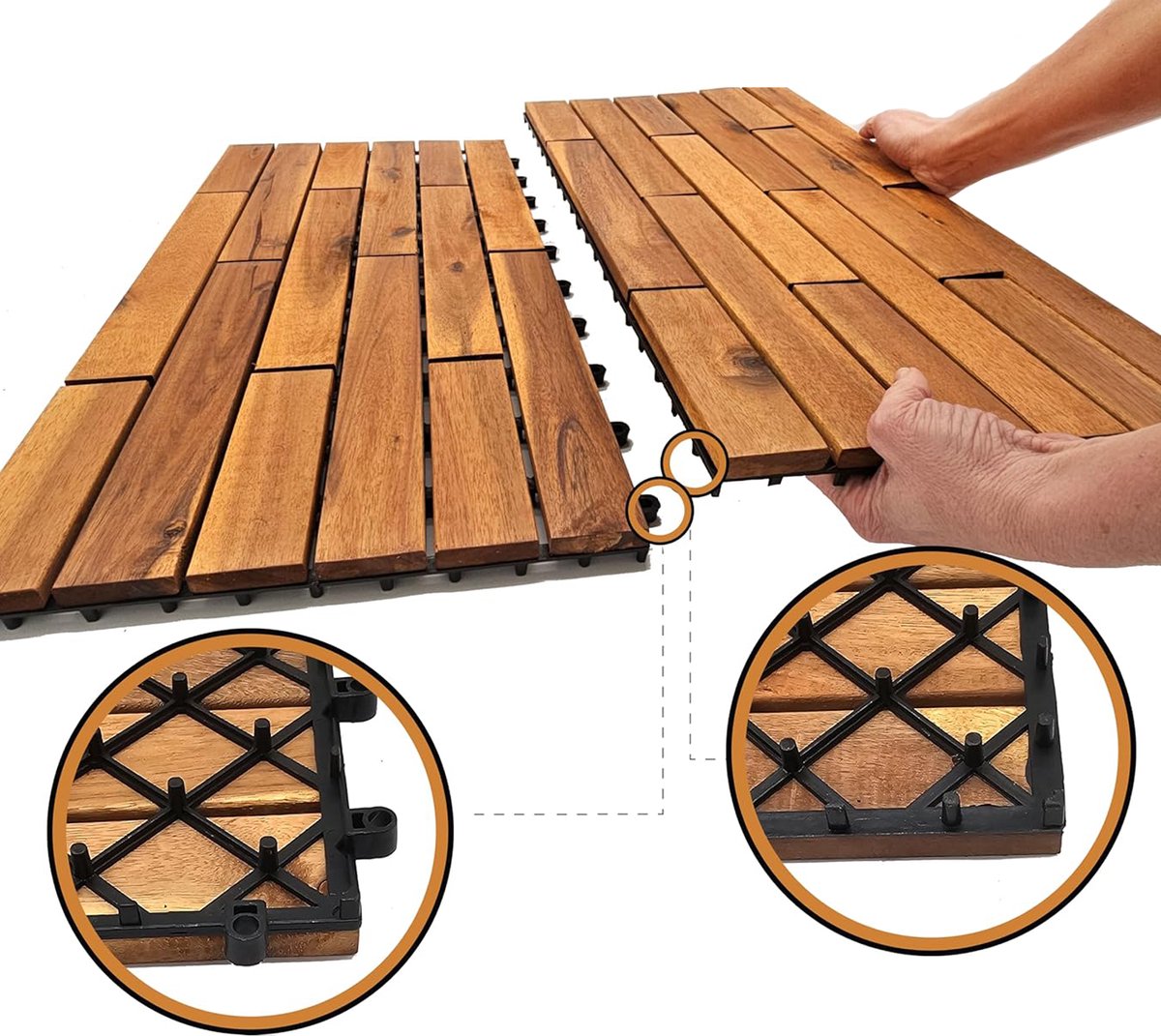 Houten Terrastegels - 15 Latjes - Acaciahout - Bruin - 6 Stuks - 1.10 m²