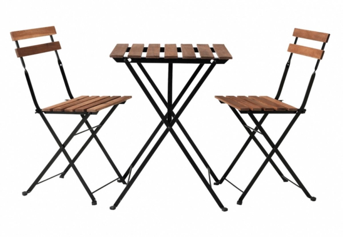3-Delige Bistroset - Acaciahout / Metaal - 2 Tuinstoelen & 1 Tuintafel