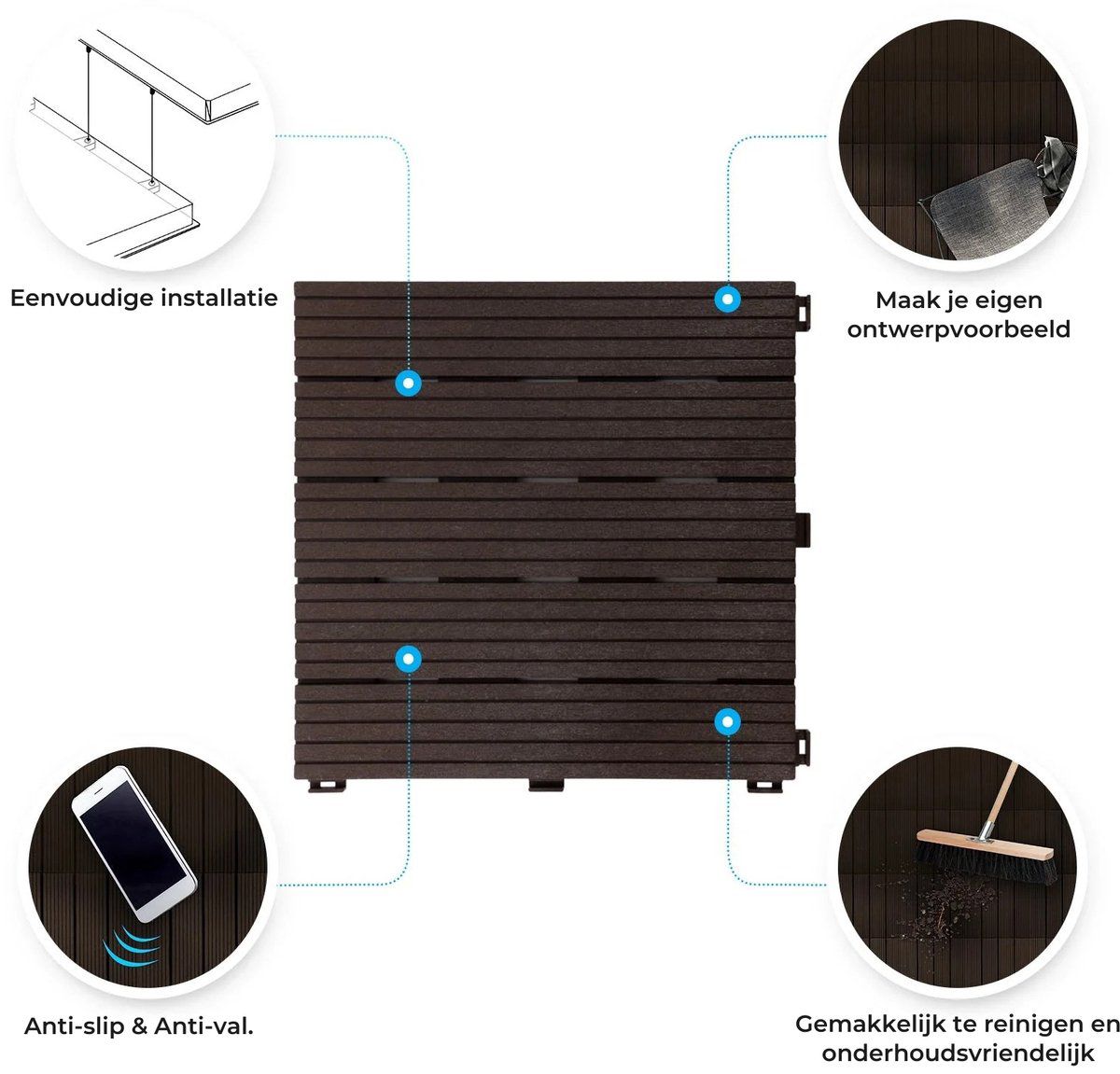 Composiet Terrastegels - Bruin - 11 Stuks - 1 m²