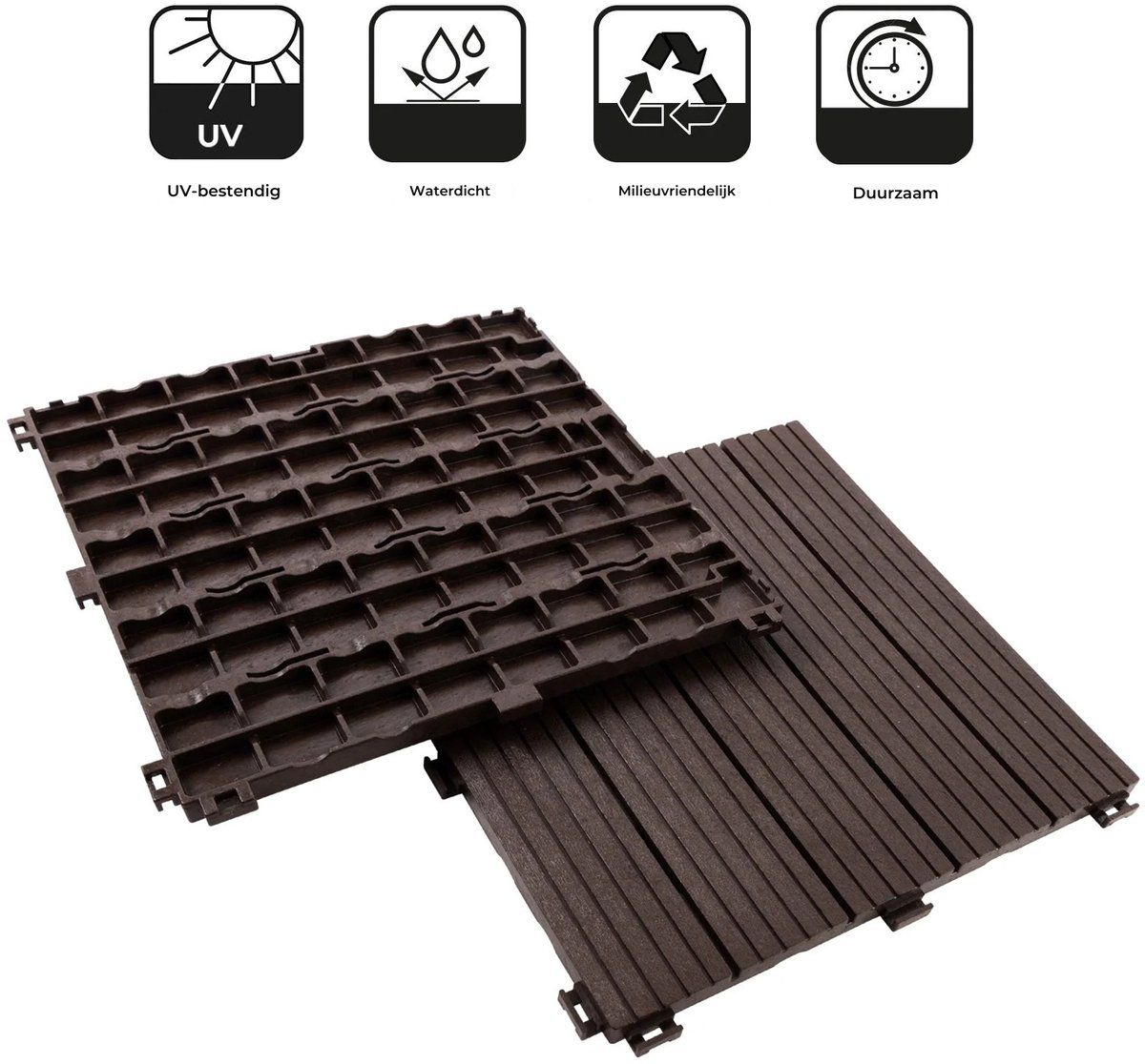 Composiet Terrastegels - Bruin - 11 Stuks - 1 m²