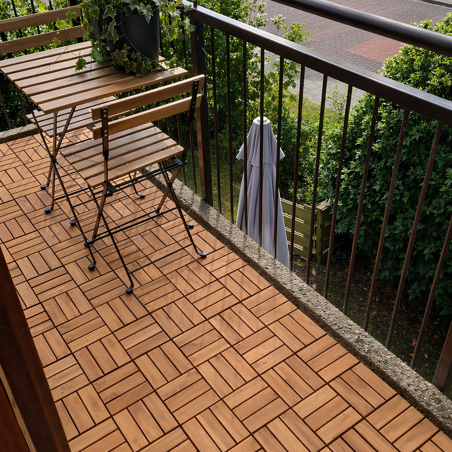 Houten Terrastegels - 12 Latjes - Acaciahout - Bruin - 10 Stuks - 0,90 m²