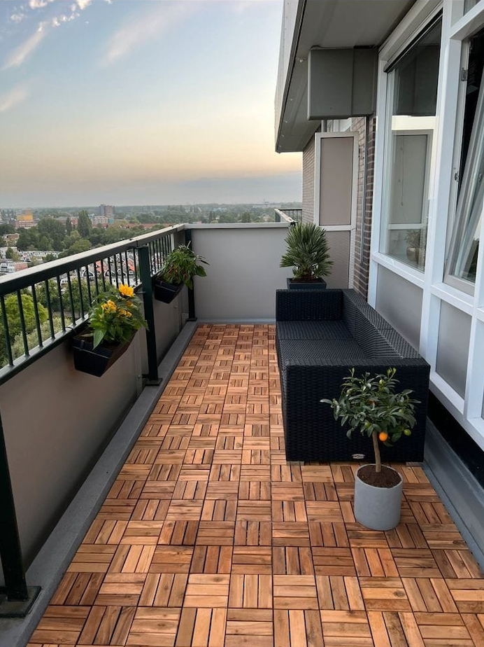 Houten Terrastegels - 12 Latjes - Acaciahout - Bruin - 10 Stuks - 0,90 m²