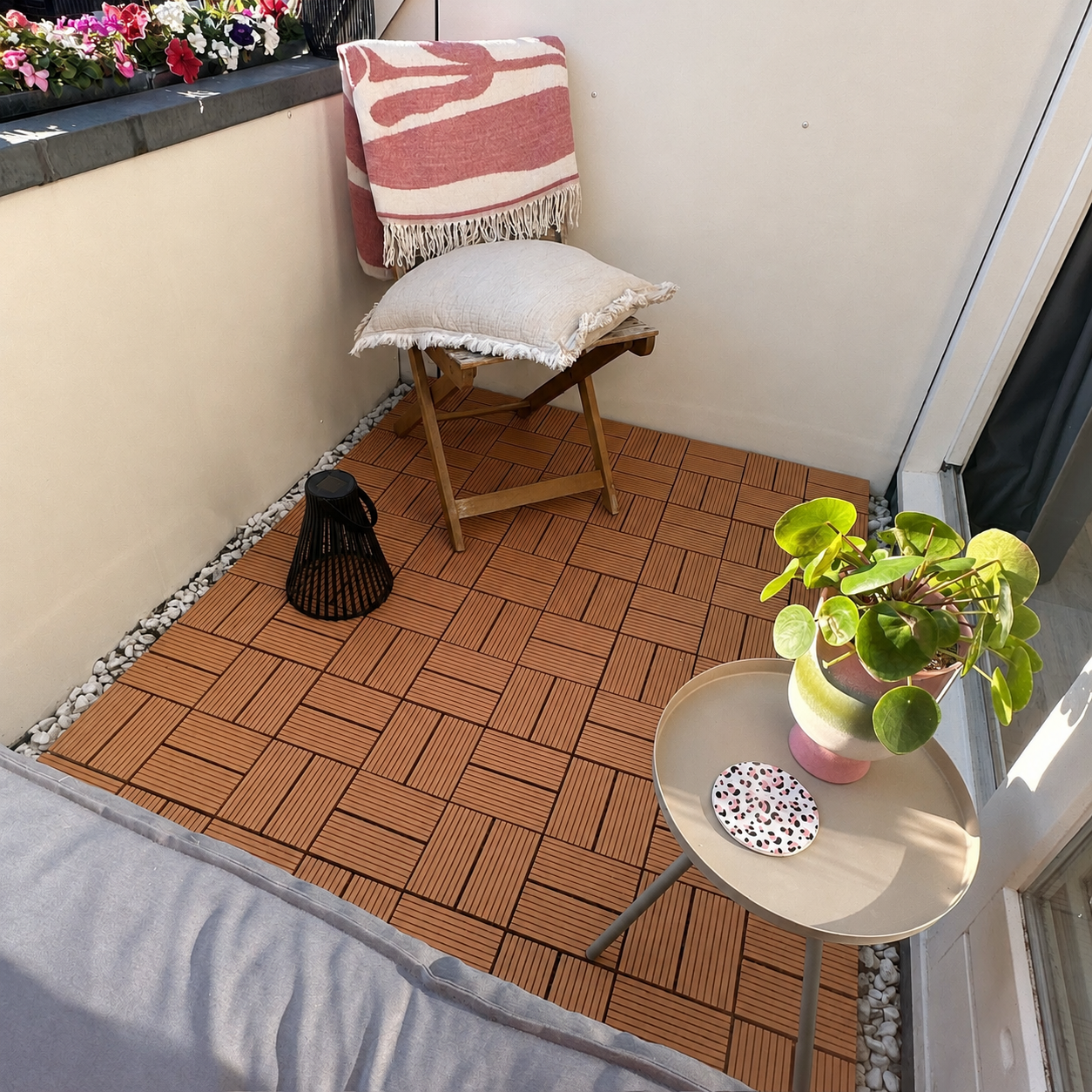 WPC Terrastegels - 8 Latjes - Terracotta - 11 Stuks - 1 m²
