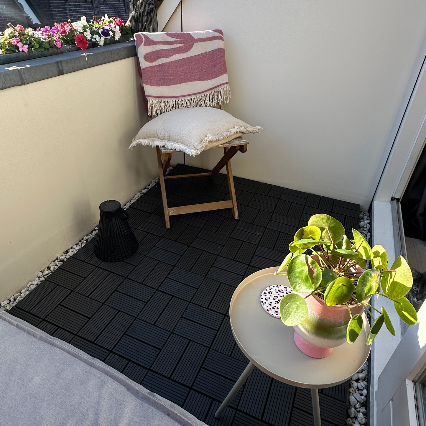 WPC Terrastegels - 8 Latjes - Zwart - 11 Stuks - 1 m²