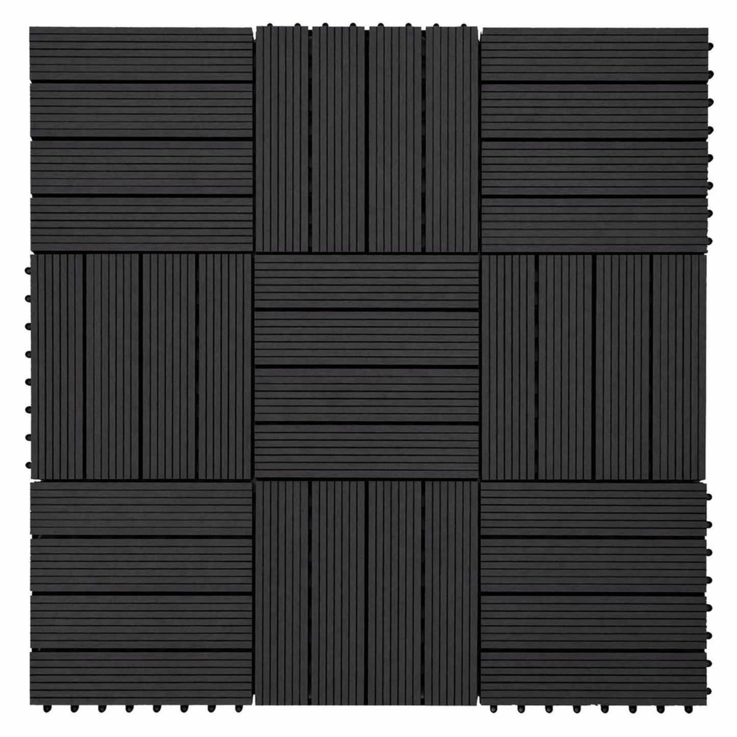 WPC Terrastegels - 4 Latjes - Zwart - 11 Stuks - 1 m²