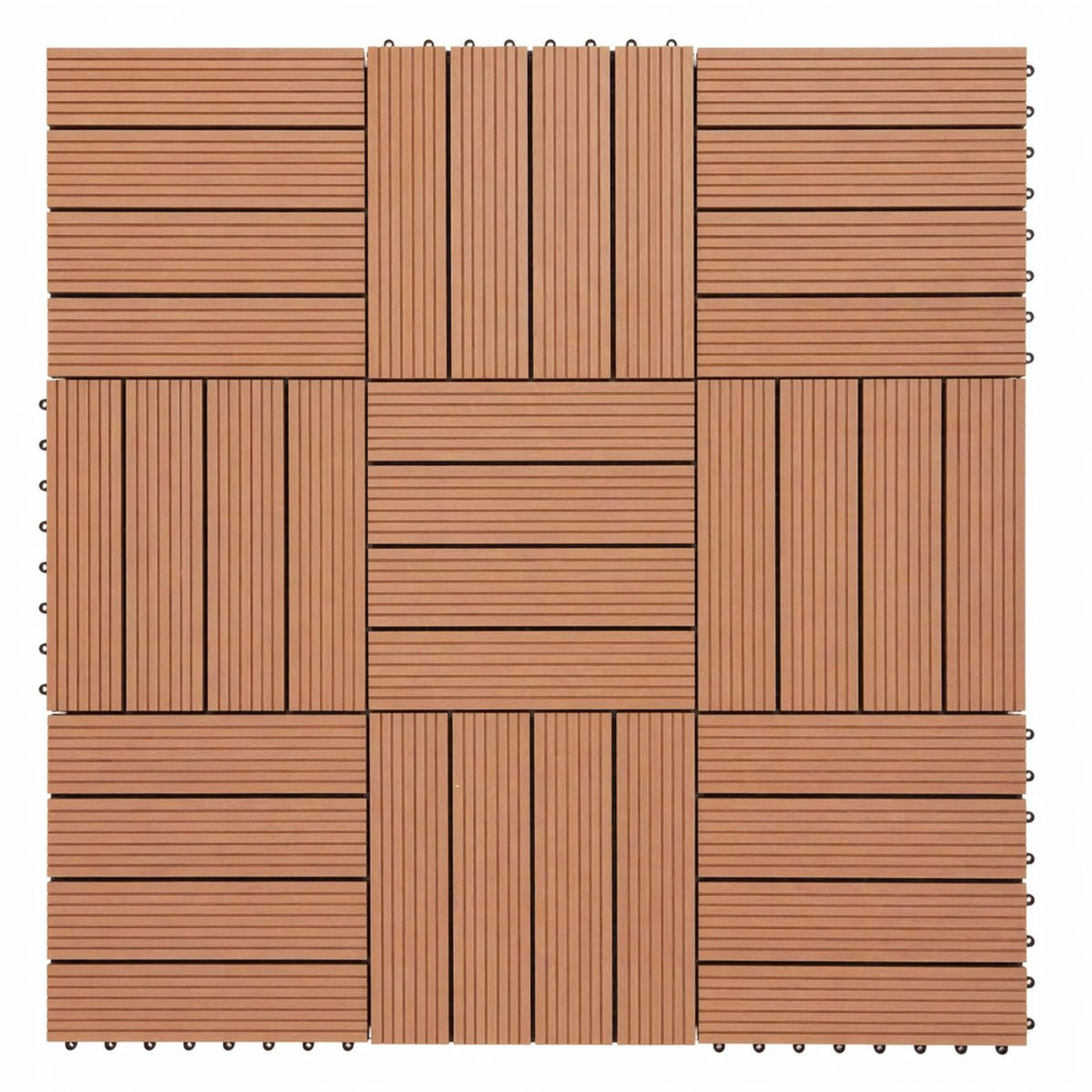 WPC Terrastegels - 4 Latjes - Terracotta - 11 Stuks - 1 m²
