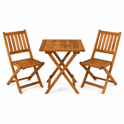 3-Delige Bistroset - Acaciahout - 2 Tuinstoelen & 1 Tuintafel Vierkant