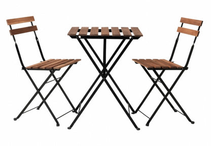 3-Delige Bistroset - Acaciahout / Metaal - 2 Tuinstoelen & 1 Tuintafel