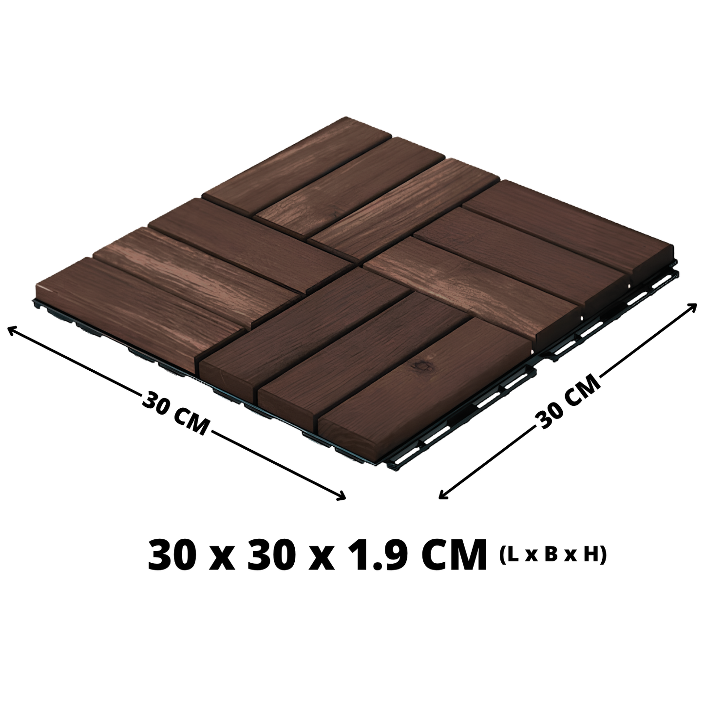Houten Terrastegels - 12 Latjes - Acaciahout - Donkerbruin - 10 Stuks - 0,90 m²