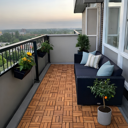 Houten Terrastegels - 12 Latjes - Acaciahout - Bruin - 10 Stuks - 0,90 m²