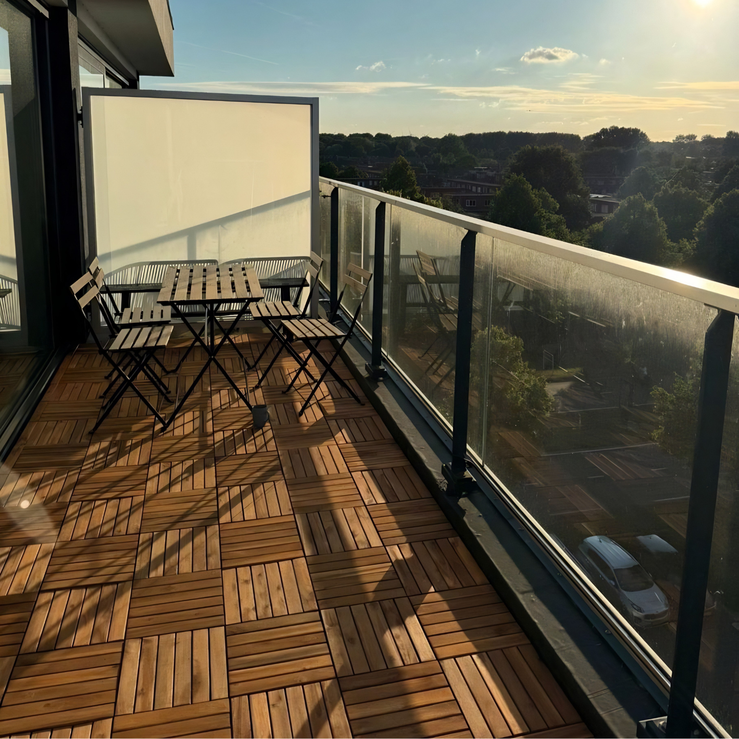 Houten Terrastegels - 6 Latjes - Acaciahout - Bruin - 10 Stuks - 0,90 m²