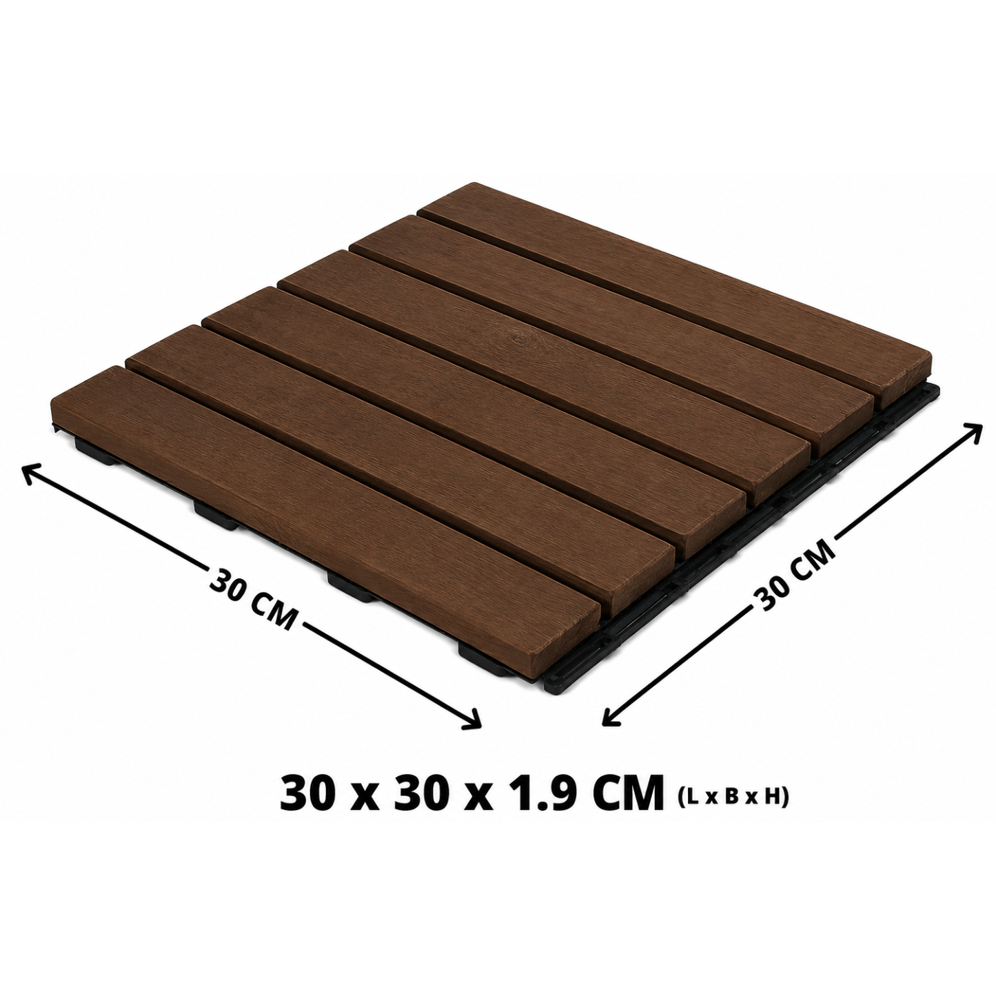 Houten Terrastegels - 6 Latjes - Acaciahout - Donkerbruin - 10 Stuks - 0,90 m²