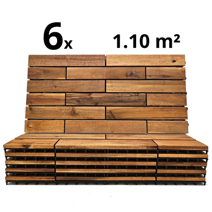 Houten Terrastegels - 15 Latjes - Acaciahout - Bruin - 6 Stuks - 1.10 m²