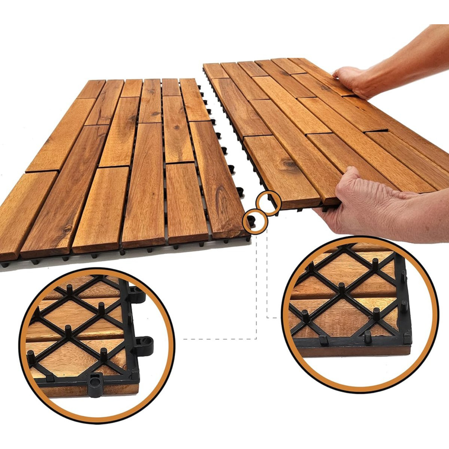 Houten Terrastegels - 15 Latjes - Acaciahout - Bruin - 6 Stuks - 1.10 m²