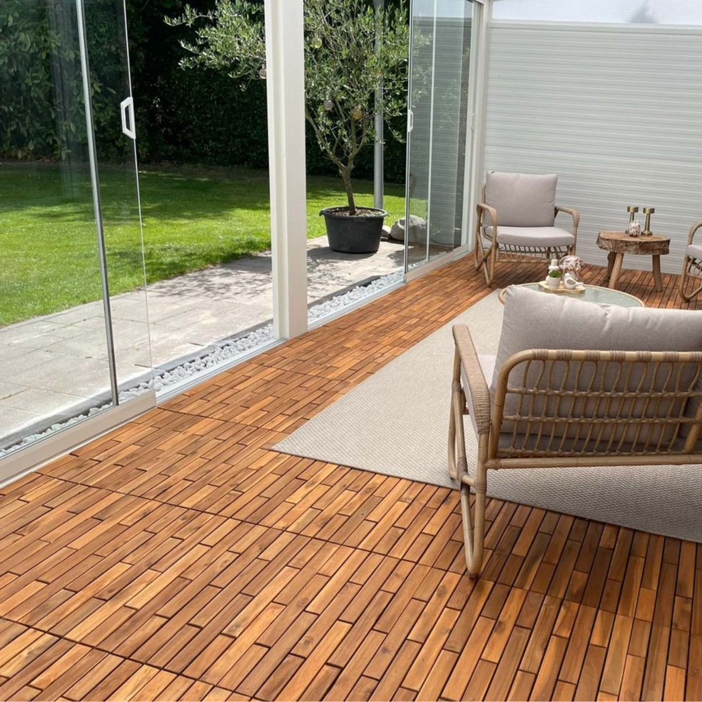 Houten Terrastegels - 15 Latjes - Acaciahout - Bruin - 6 Stuks - 1.10 m²
