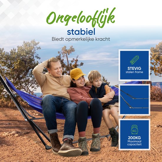 Hangmat met Standaard Opvouwbaar - Groen (200 kg) - Incl. Draagtas