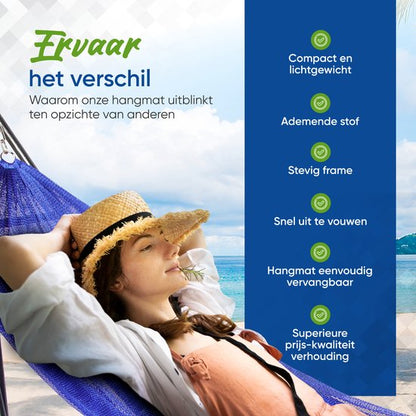 Hangmat met Standaard Opvouwbaar - Groen (200 kg) - Incl. Draagtas