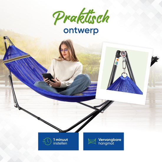 Hangmat met Standaard Opvouwbaar - Rood (200 kg) - Incl. Draagtas