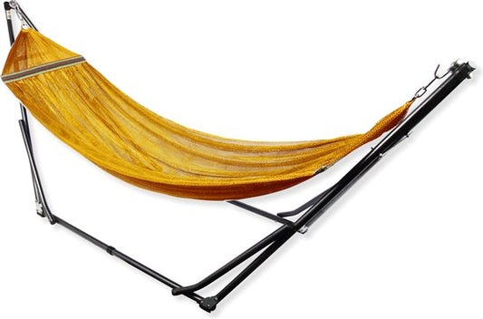 Hangmat met Standaard Opvouwbaar - Geel (200 kg) - Incl. Draagtas