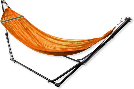 Hangmat met Standaard Opvouwbaar - Oranje (200 kg) - Incl. Draagtas
