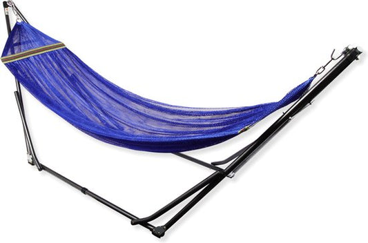 Hangmat met Standaard Opvouwbaar - Blauw (200 kg) - Incl. Draagtas