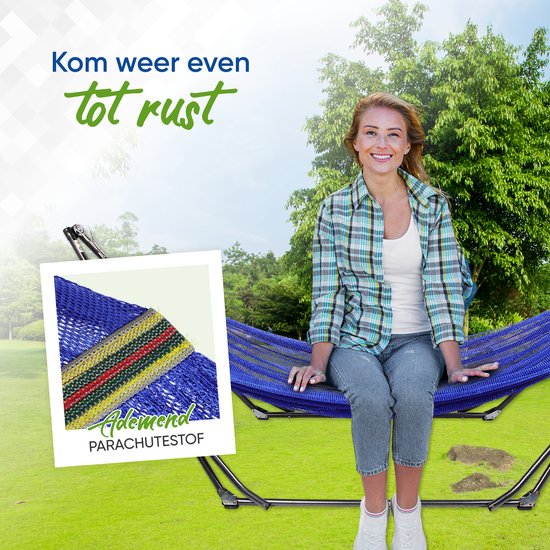 Hangmat met Standaard Opvouwbaar - Rood (200 kg) - Incl. Draagtas