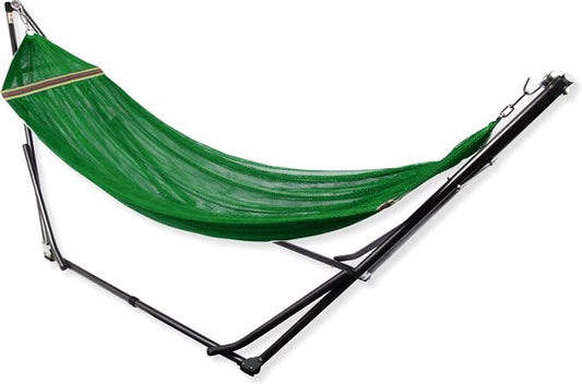Hangmat met Standaard Opvouwbaar - Donkergroen (200 kg) - Incl. Draagtas