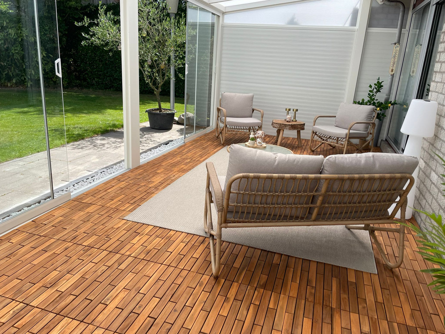 Houten Terrastegels - 15 Latjes - Acaciahout - Bruin - 6 Stuks - 1.10 m²