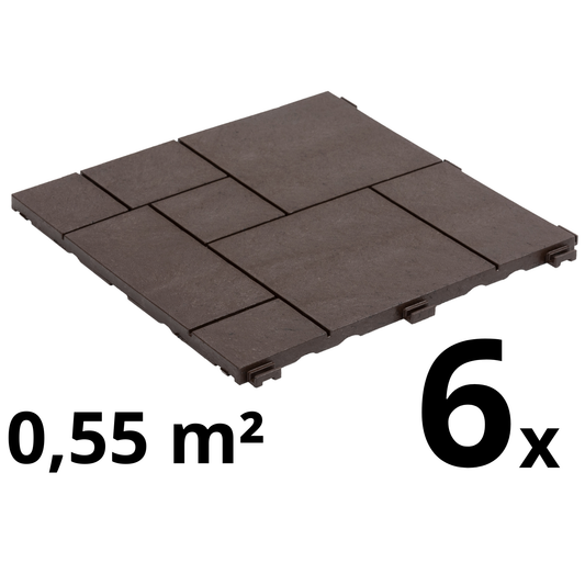 Composiet Terrastegels 30 x 30 CM - Bruin - Mozaïek - 6 Stuks - 0.55 m²