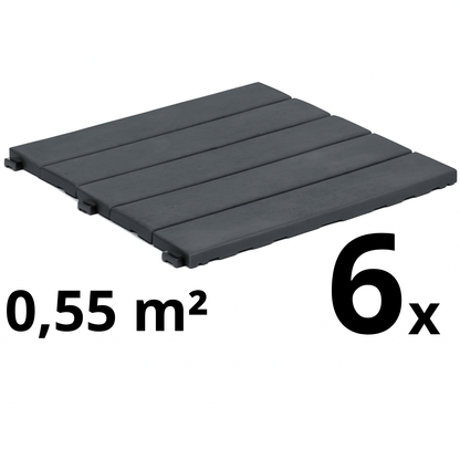 Composiet Terrastegels 30 x 30 CM -  Donkergrijs - 6 Stuks - 0.55 m²