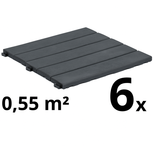 Composiet Terrastegels 30 x 30 CM -  Donkergrijs - 6 Stuks - 0.55 m²