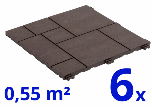 Composiet Terrastegels - Bruin - Mozaïek - 6 Stuks - 0.55 m²