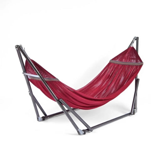 Hangmat met Standaard Opvouwbaar - Rood (200 kg) - Incl. Draagtas