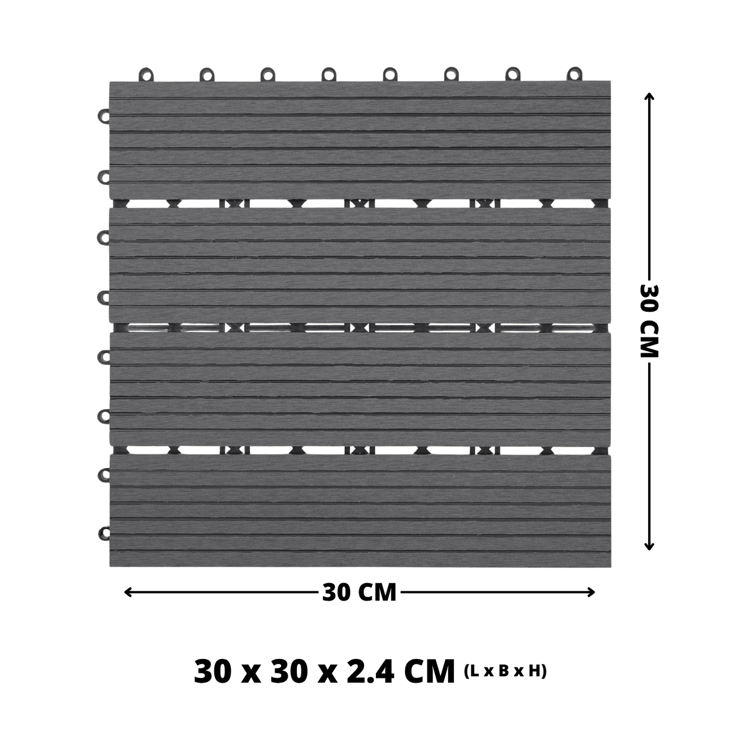 WPC Terrastegels - 4 Latjes - Grijs - 11 Stuks - 1 m²