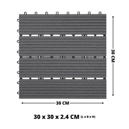 WPC Terrastegels - 4 Latjes - Grijs - 11 Stuks - 1 m²