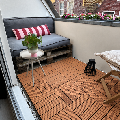 WPC Terrastegels - 4 Latjes - Terracotta - 11 Stuks - 1 m²