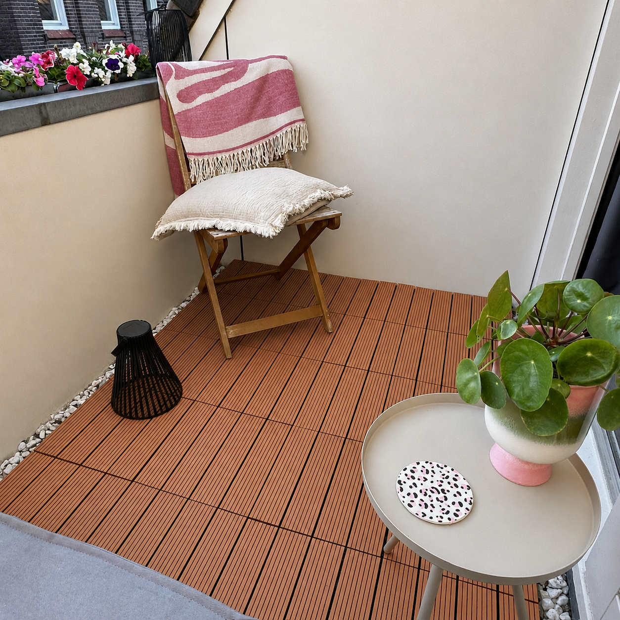 WPC Terrastegels - 4 Latjes - Terracotta - 11 Stuks - 1 m²