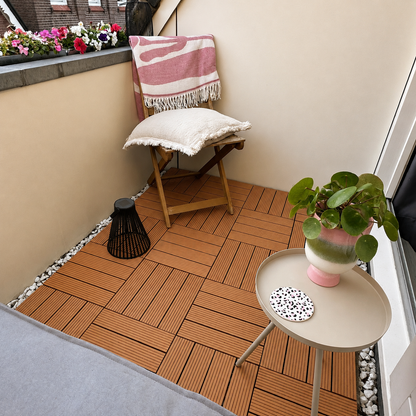 WPC Terrastegels - 4 Latjes - Terracotta - 11 Stuks - 1 m²