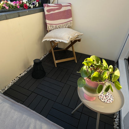 WPC Terrastegels - 4 Latjes - Zwart - 11 Stuks - 1 m²