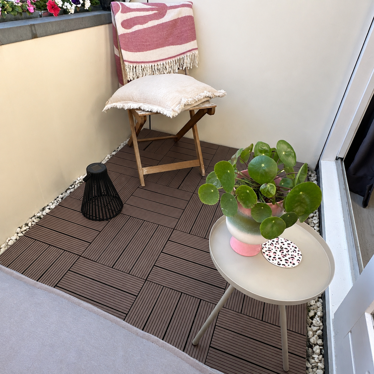 WPC Terrastegels - 4 Latjes - Bruin - 11 Stuks - 1 m²