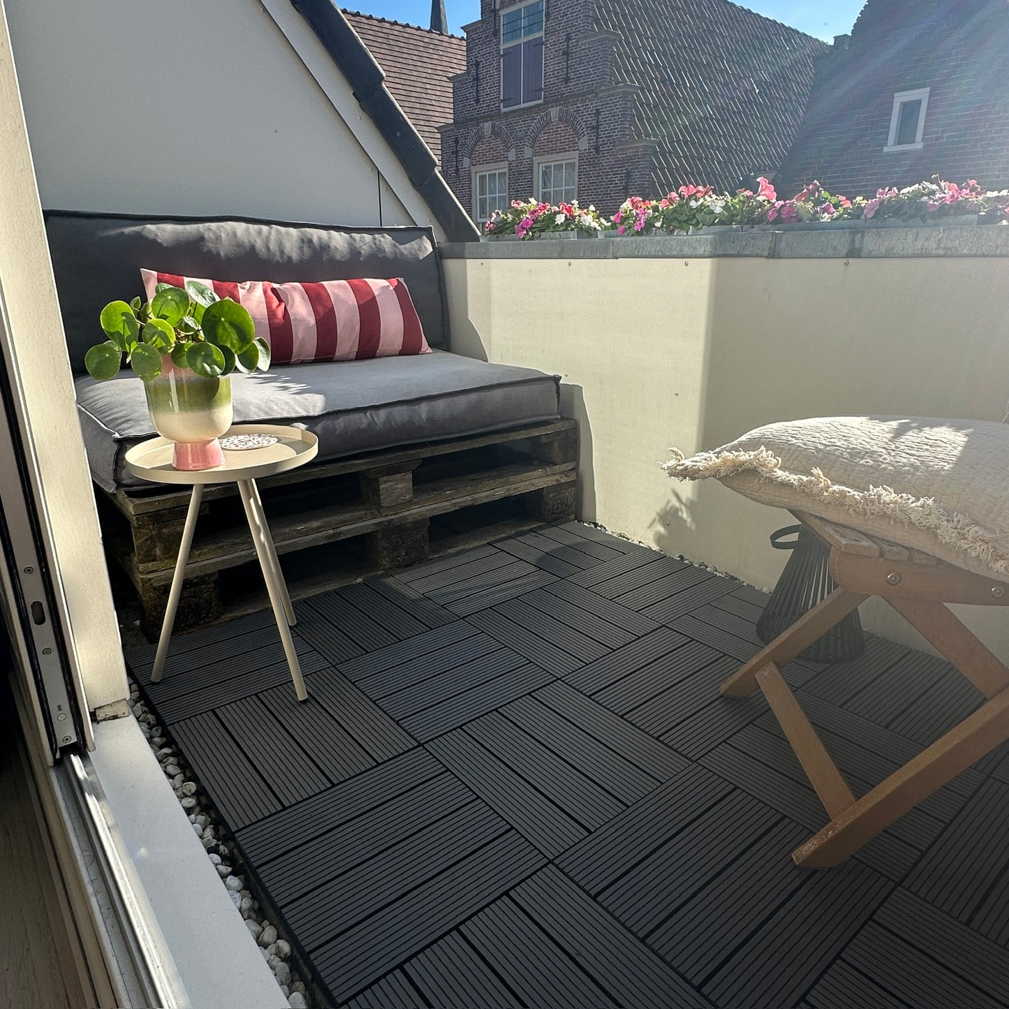 WPC Terrastegels - 4 Latjes - Grijs - 11 Stuks - 1 m²