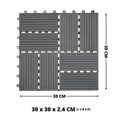 WPC Terrastegels - 8 Latjes - Grijs - 11 Stuks - 1 m²