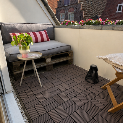 WPC Terrastegels - 8 Latjes - Bruin - 11 Stuks - 1 m²