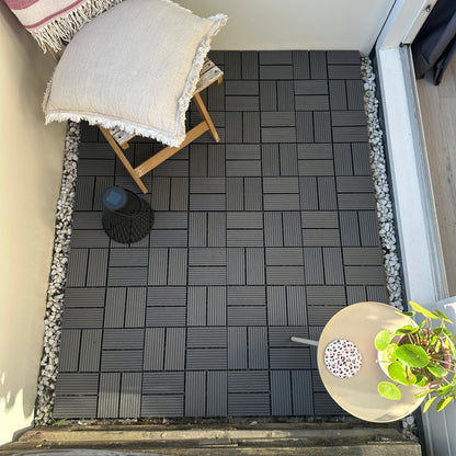 WPC Terrastegels - 8 Latjes - Grijs - 11 Stuks - 1 m²