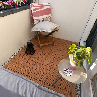 WPC Terrastegels - 8 Latjes - Terracotta - 11 Stuks - 1 m²