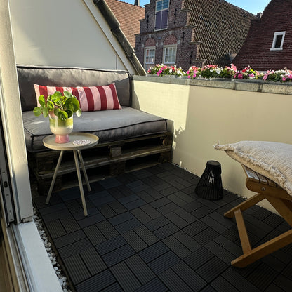 WPC Terrastegels - 8 Latjes - Zwart - 11 Stuks - 1 m²