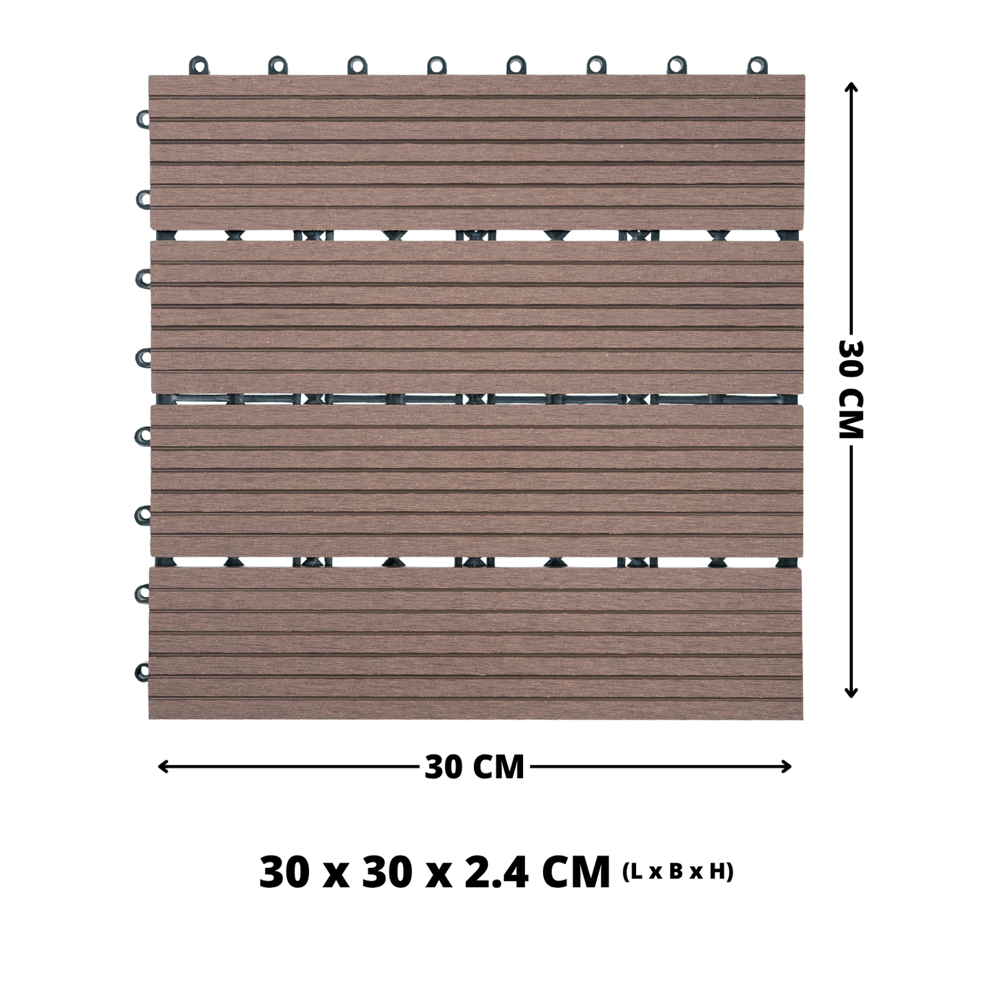 WPC Terrastegels - 4 Latjes - Bruin - 11 Stuks - 1 m²