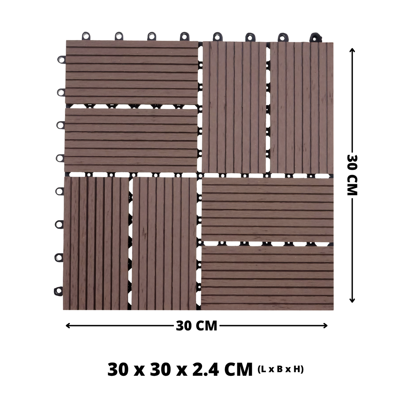 WPC Terrastegels - 8 Latjes - Bruin - 11 Stuks - 1 m²