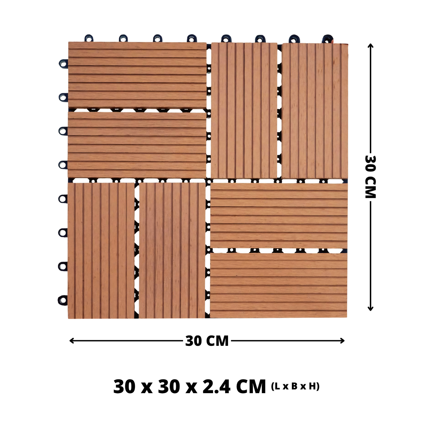 WPC Terrastegels - 8 Latjes - Terracotta - 11 Stuks - 1 m²